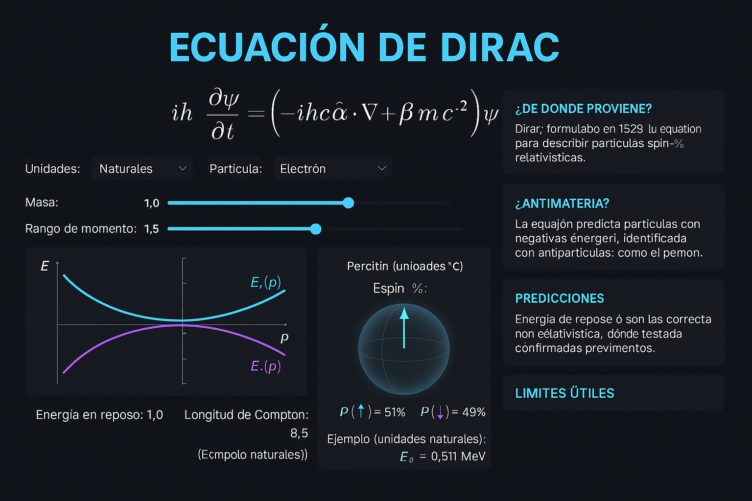Guía interactiva de la ecuación de Dirac