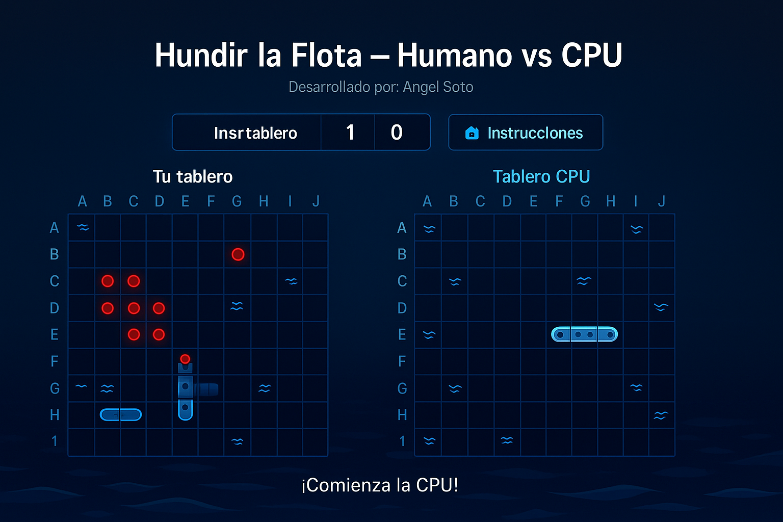 JUEGO HUNDIR LA FLOTA: CPU Vs Humano