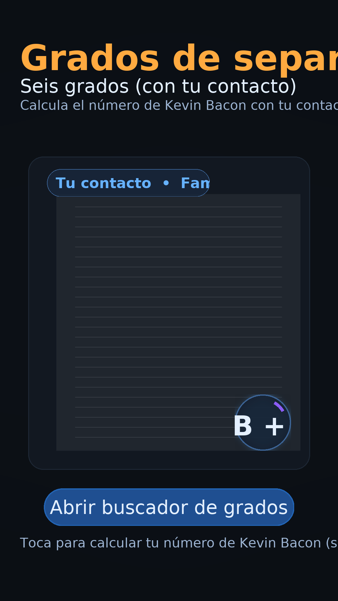 Calculadora de grados de separación con un famoso