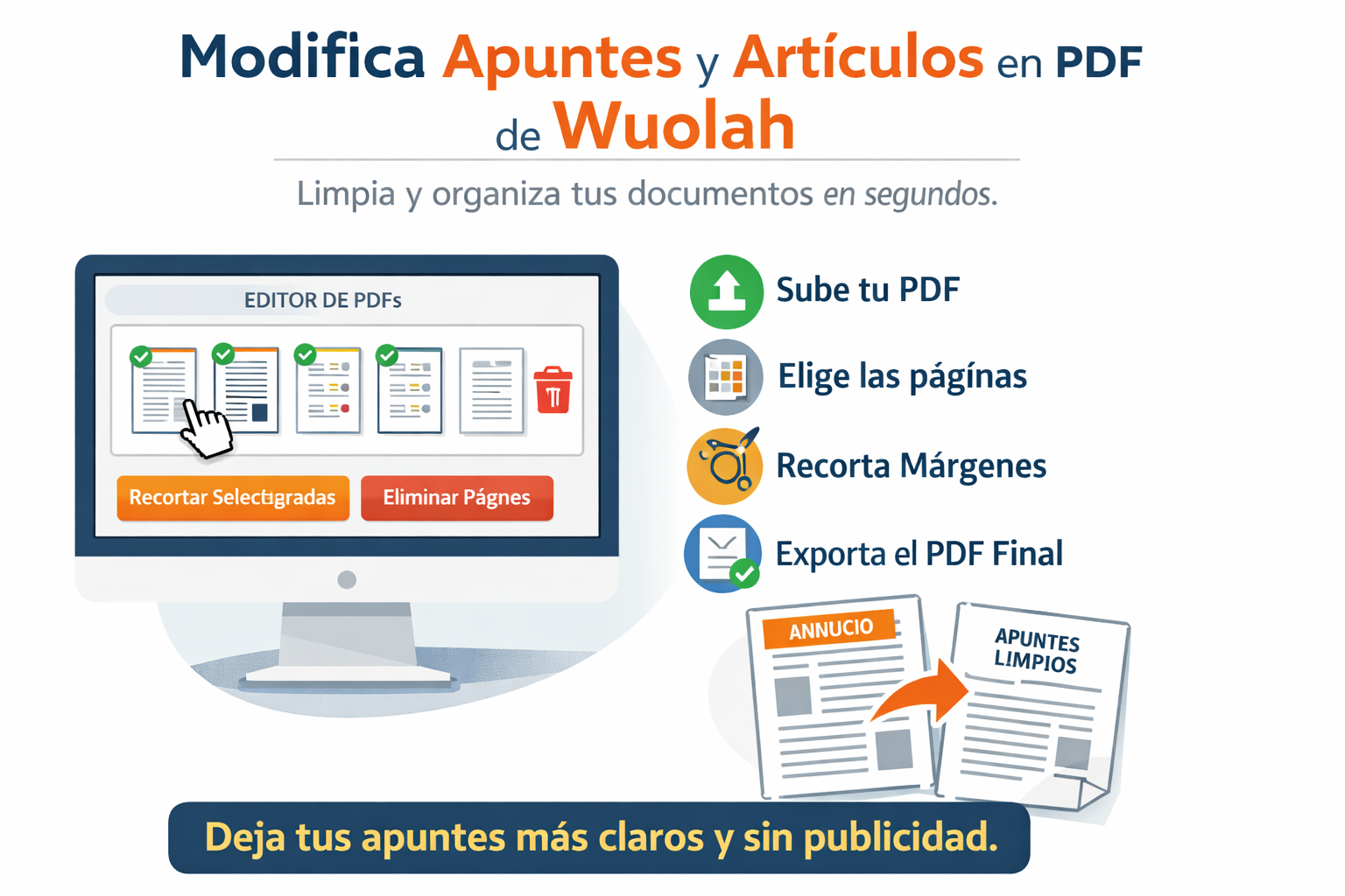 Wuolah PDF editor — Clean, crop and export PDFs
